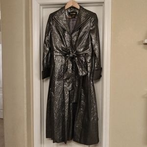 Susanna Metallic Front Tie Pleated Wrap Dress